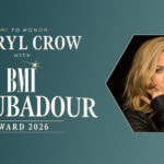 Sheryl Crow portrait in a graphic announcing her 2026 BMI Troubadour Award.